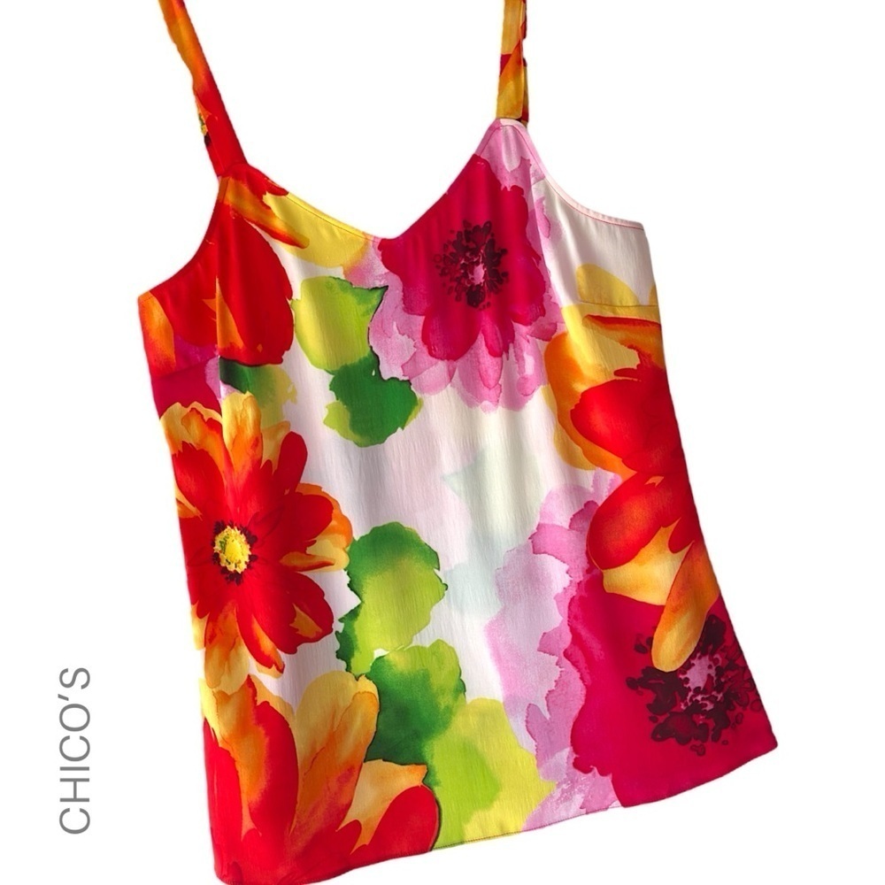 CHICO’S | NWOT MULTICOLOR FLORAL SILK CAMI TOP | SIZE: 0